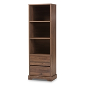Baxton Studio Burnwood Modern and Contemporary Walnut Brown Finished Wood 2-Drawer Bookcase